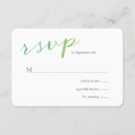 純愛の水の色の結婚式RSVP /ホワイトバック 出欠カード