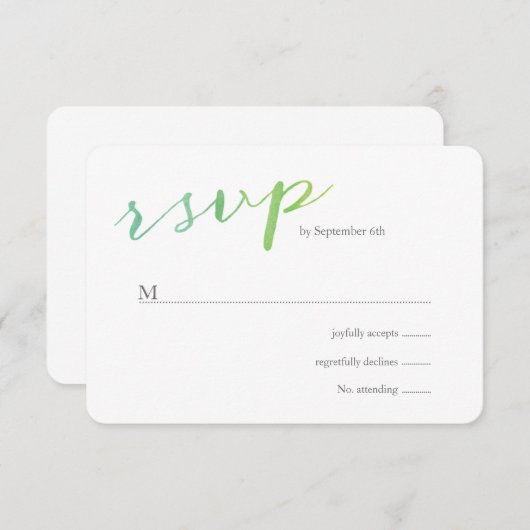 純愛の水の色の結婚式RSVP /ホワイトバック 出欠カード (正面/裏面)