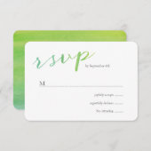 純愛の水の色の結婚式RSVP / ライムエメラルド 出欠カード (正面/裏面)