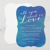 純愛の水彩ウェディング / オーシャンブルー 招待状 (正面/裏面)