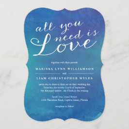 純愛の水彩ウェディング / オーシャンブルー 招待状