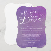 純愛の水彩ウェディング / バイオレットパープル 招待状 (正面/裏面)