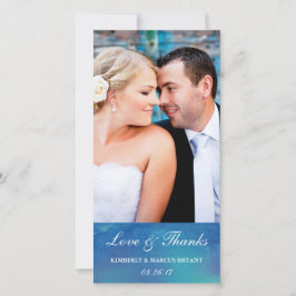 純愛/水彩写真結婚カード/青 サンキューカード