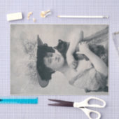 純正（AIではない）ビクトリアンヴィンテージ女性 薄葉紙 (クラフト)