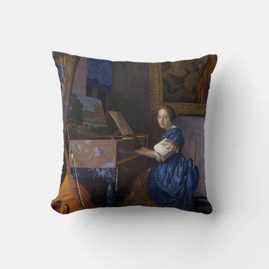 純潔なVermeerで着席する女性 クッション (正面)