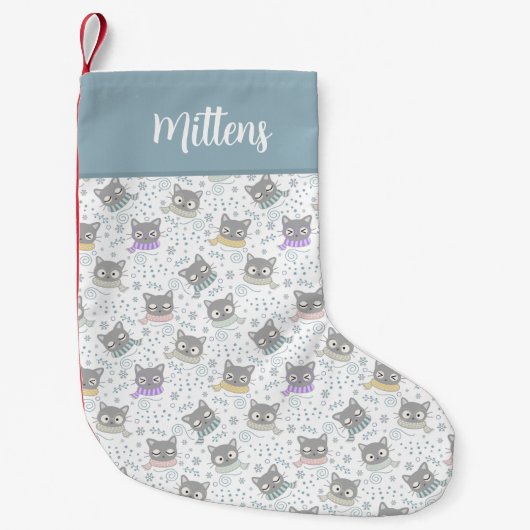 純然たる猫パーソナライズされたのモノグラムの柄 スモールクリスマスストッキング (正面)