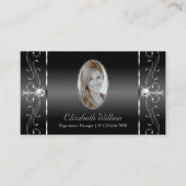 純然たる白黒の斜め宝石と写真 名刺 (正面)