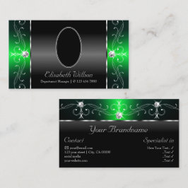 純然たる黒と緑の斜面宝石と写真 名刺
