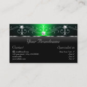 純然たる黒と緑の斜面宝石と写真 名刺 (裏面)