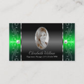 純然たる黒と緑の斜面宝石と写真 名刺 (正面)