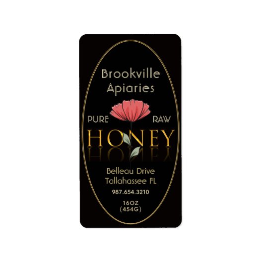 純生蜂蜜ラベルブラックと金ゴールド(花付) ラベル (正面)