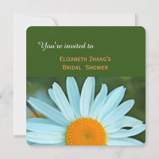 純白かわいらしデイジー花ブライダルシャワー 招待状 (裏面)