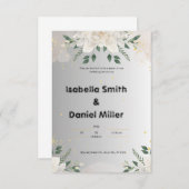 純白のエレガントな花のウェディング招待状 出欠カード (正面/裏面)