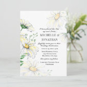 純白のデイジー花水彩のクリスチャン結婚式 招待状 (スタンド正面)