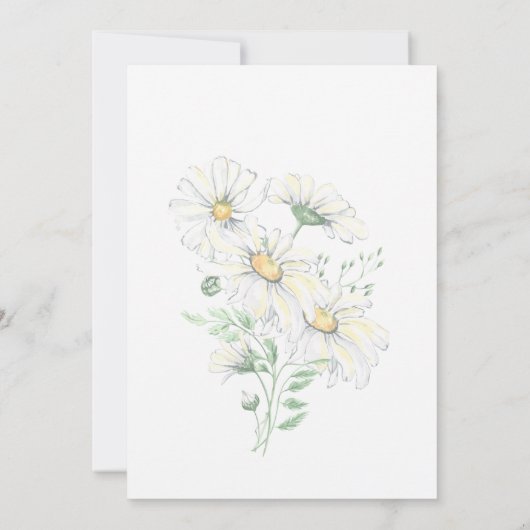 純白のデイジー花水彩のクリスチャン結婚式 招待状 (裏面)