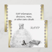 純白のドレスとハイヒールの靴 白いキンセアニエラ 出欠カード (正面/裏面)