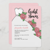 純白のドレス ブライダルシャワーの招待状 招待状 (正面/裏面)