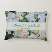 純白のユリのウェディング カップル名 花 アクセントクッション (裏面)