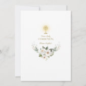 純白のワイルドローズ ゴールドグリッター 初めての聖体拝領 招待状 (裏面)