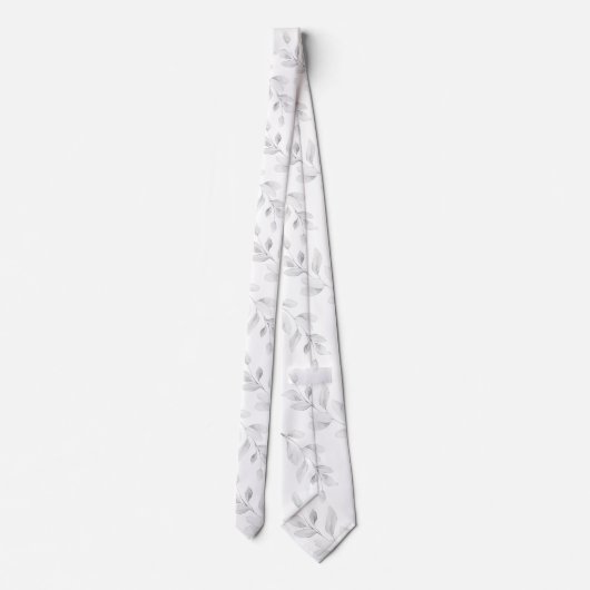 純白の上の柔らかい灰色のユーカリ結婚プス ネクタイ (裏面)