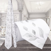 純白の上の柔らかい灰色のユーカリ結婚プス ネクタイ