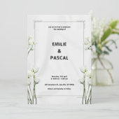 純白の花のウェディング招待状カード 招待状 (スタンド正面)