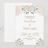 純白の花をあしらったエレガントな結婚式招待状 招待状 (正面/裏面)