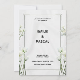 純白の花を飾ったウェディング招待状 招待状
