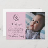 純白エレガントモダン洗礼サンキューカード サンキューカード (正面/裏面)