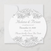 純白 ヴィンテージ フランスレース フォト セーブ・ザ・デート 招待状 (正面)