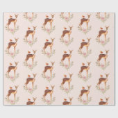 純真な茶色の鹿と鳥の友人のパターン ラッピングペーパー (フラット)