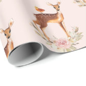 純真な茶色の鹿と鳥の友人のパターン ラッピングペーパー (ロールコーナー)