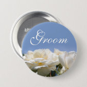 純粋かわいらしな白いバラの花結婚生 缶バッジ (正面&裏面)