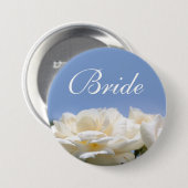 純粋かわいらし白バラ花結婚花嫁ボタン 缶バッジ (正面&裏面)