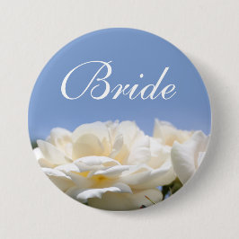 純粋かわいらし白バラ花結婚花嫁ボタン 缶バッジ