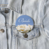 純粋かわいらし白バラ花結婚花嫁ボタン 缶バッジ (インサイチュ)