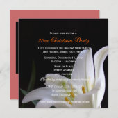 純粋なかわいらし白いユリの花クリスマスパーティー 招待状 (正面/裏面)