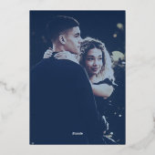 純粋なエレガンス：ネイビーブルーと金ゴールド結婚ズ 箔招待状 (裏面)