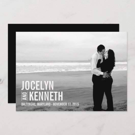 純粋なシンプル日付カードの保存 セーブザデート (正面/裏面)