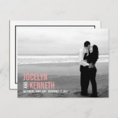 純粋なシンプル日付ポストカードを保存 – ピンク 案内ポストカード (正面/裏面)