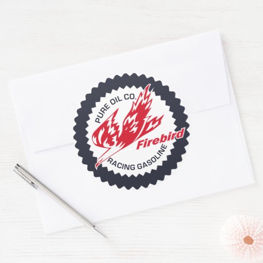 純粋なファイアバードレーシングガソリンヴィンテージ標識 ラウンドシール (封筒)