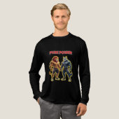 純粋な力 - 強い動物の筋肉のカートゥーン デザイン トライブレンドＴシャツ (正面全体)