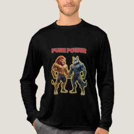純粋な力 - 強い動物の筋肉のカートゥーン デザイン トライブレンドTシャツ