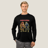 純粋な力 - 強い動物の筋肉のカートゥーン デザイン トライブレンドTシャツ (正面全体)