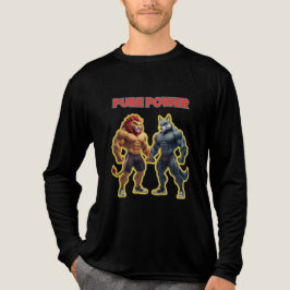 純粋な力 - 強い動物の筋肉のカートゥーン デザイン トライブレンドTシャツ