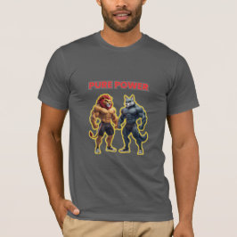 純粋な力 - 強い動物の筋肉のカートゥーン デザイン Tシャツ