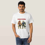純粋な力 - 強い動物の筋肉のカートゥーン デザイン Tシャツ (正面フル)
