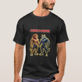 純粋な力 - 強靭な動物の筋肉のカートゥーン デザイン Tシャツ