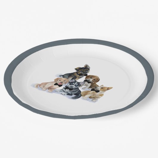 純粋な子犬 |かわいい赤エレガントちゃんシャワー ペーパープレート (アングル)