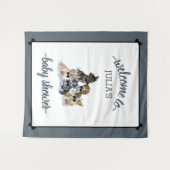 純粋な子犬 | エレガントなベビーシャワーバックドロップサイン タペストリー (正面(横))